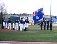 The High Frontier Honor Guard presents the U.S. flag prior to the game between Colorado Springs Sky Sox and Oklahoma City Dodgers at Security Service Field in Colorado Springs, Colorado, Friday, May 6, 2016. The Sky Sox won, 3-1, against the Dodgers that night. (U.S. Air Force photo/Tech. Sgt. Julius Delos Reyes)