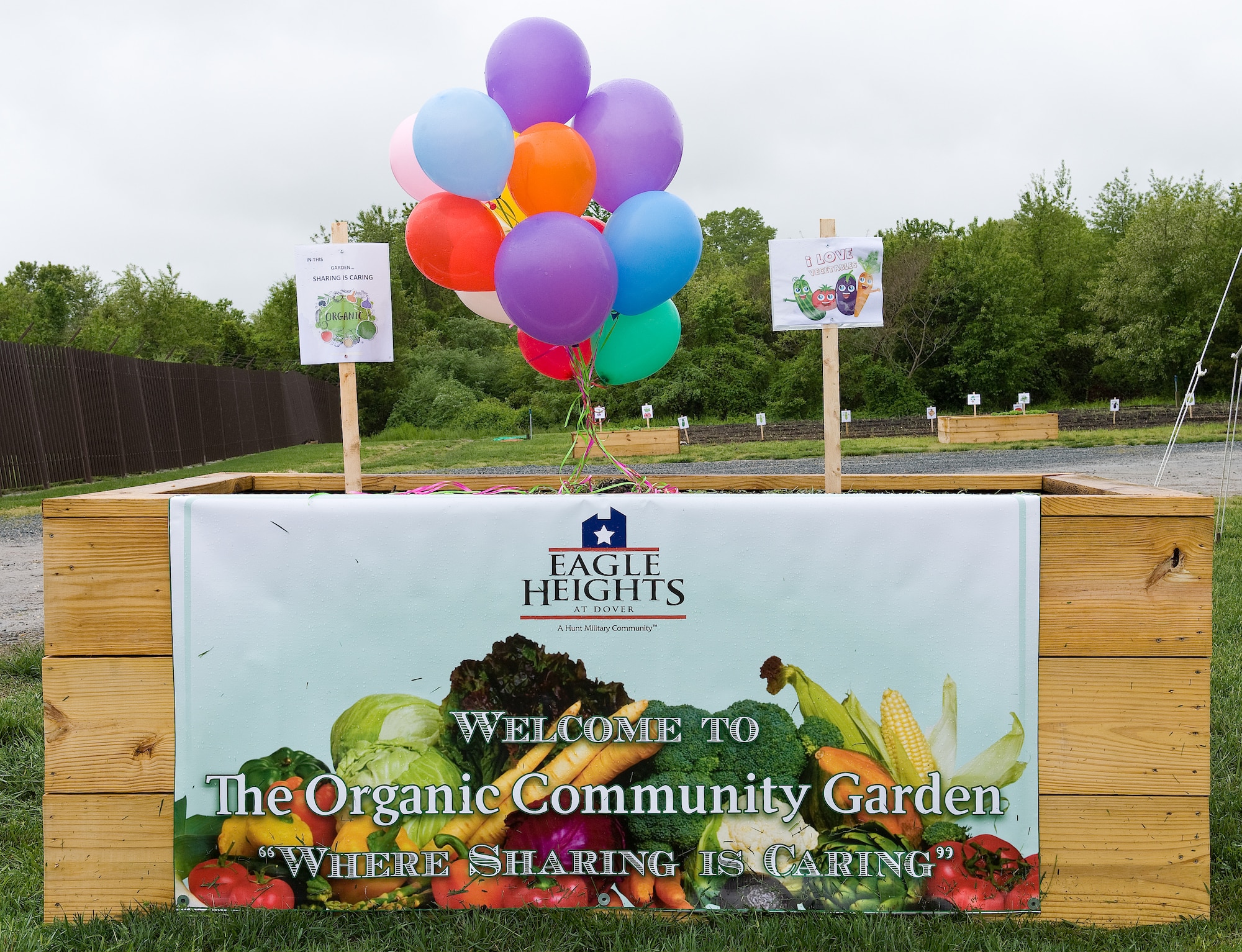 The organic community garden located to the west of the Dover AFB housing maintenance building, was the site of a ribbon cutting ceremony May 6, 2016, on Dover Air Force Base, Del. In his opening remarks, James Waddington, Kent County Levy Court, Dover, Delaware, Kent Economic Partnership director, stated that the Kent County Community Garden Collaborative plans on using the Dover AFB organic community garden for its brochure cover. (U.S. Air Force photo/Roland Balik)