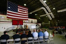 Lt. Col. Todd Larsen, 5th Reconnaissance Squadron commander, speaks to Team Osan and U-2 Dragon Lady supporters during the 40th Anniversary U-2 Ceremony May 6, 2016, at Osan Air Base, Republic of Korea. Members from the 5th Reconnaissance Squadron organized the ceremony to honor their unit heritage as well as give thanks to Team Osan for their support. (U.S. Air Force photo by Senior Airman Dillian Bamman/Released)