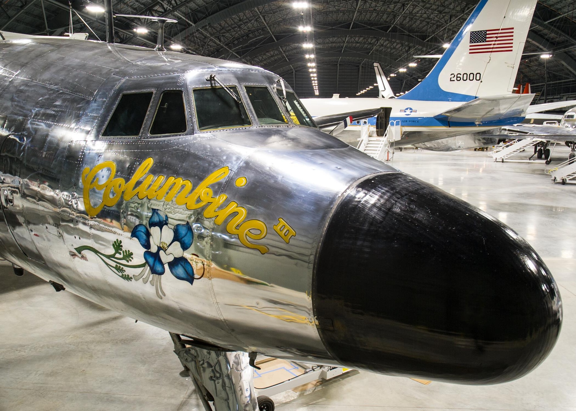 DAYTON, Ohio -- Lockheed VC-121E "Columbine III" in the Presidential Gallery at the National Museum of the United States Air Force. (U.S. Air Force photo by Ken LaRock)
