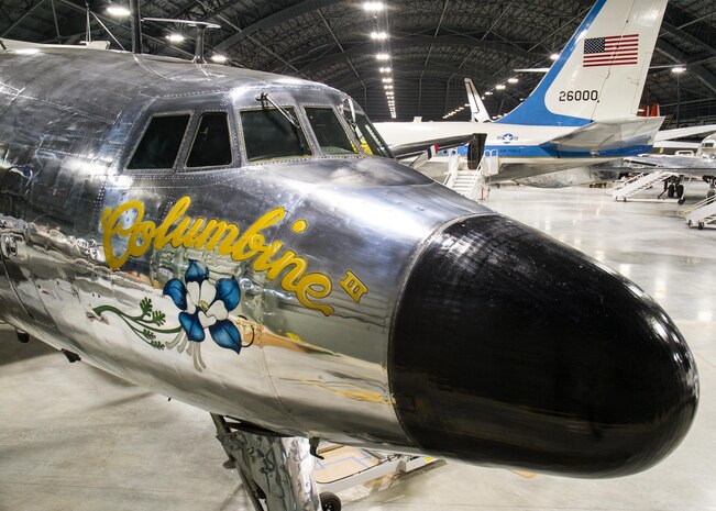 DAYTON, Ohio -- Lockheed VC-121E "Columbine III" in the Presidential Gallery at the National Museum of the United States Air Force. (U.S. Air Force photo by Ken LaRock)
