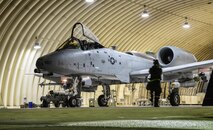 A crew chief from the 51st Maintenance Group helps marshal an A-10 Thunderbolt II prior to takeoff for a training mission during exercise Beverly Herd 16-01 at Osan Air Base, Republic of Korea, May 10, 2016. The 25th Fighter Squadron arrived with A-10s to Osan in October 1993. BH 16-01 is a week-long readiness exercise for the 51st Fighter Wing that includes a plethora of scenarios. (U.S. Air Force photo by Tech. Sgt. Travis Edwards/Released)