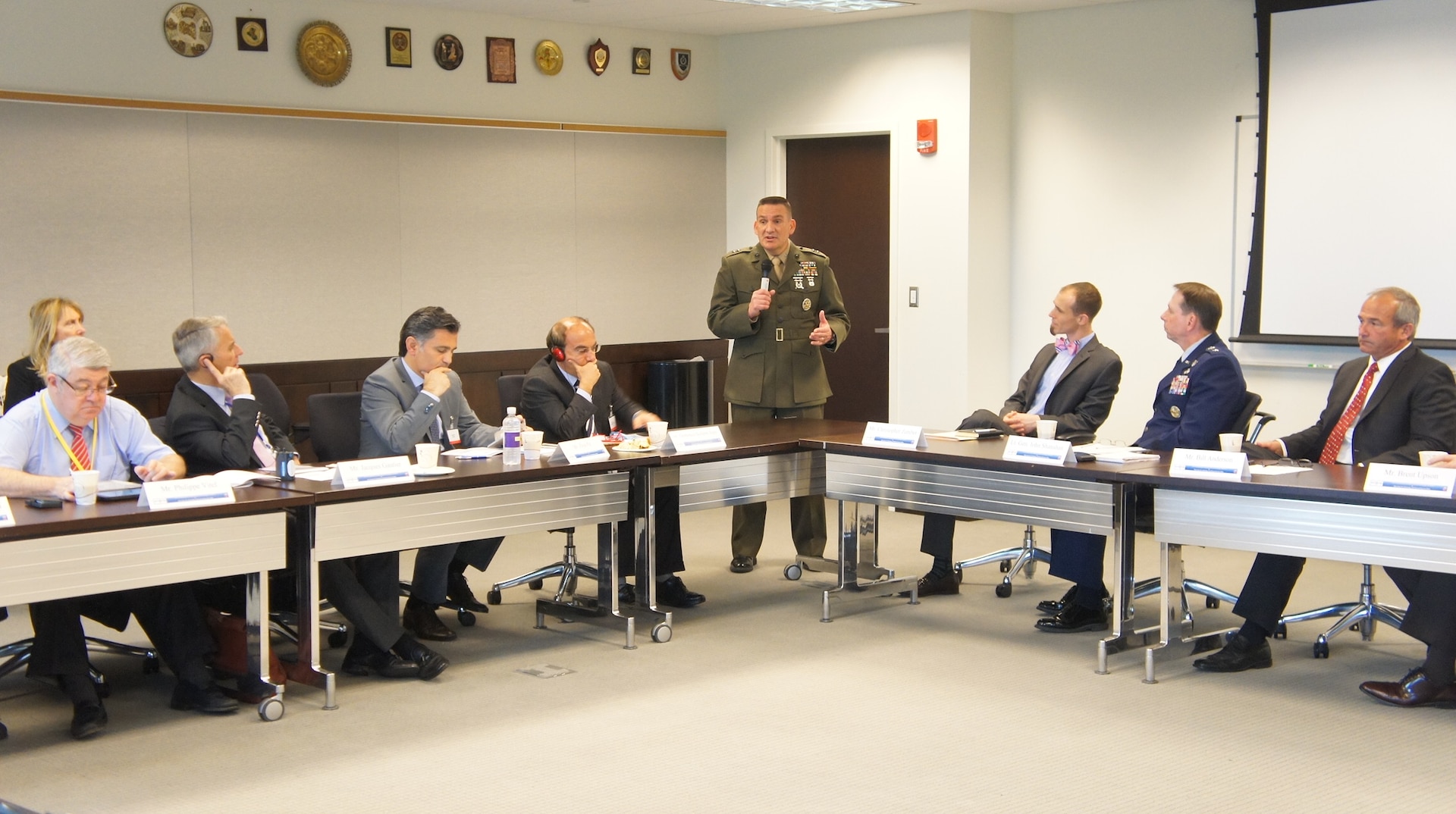 NDU President Major General Frederick M. Padilla, USMC, welcomes the NATO STC and member state representatives to CTNSP.                    