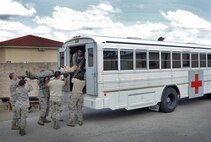Members of the 920th Aeromedical Staging Squadron train May 11 with counterparts from the 932nd Airlift Wing out of Scott AFB, Ill., in preparation for a joint medical exercise scheduled to take place here at Patrick AFB May 14-15. (U.S. Air Force photo/Master Sgt. Paul Flipse)
