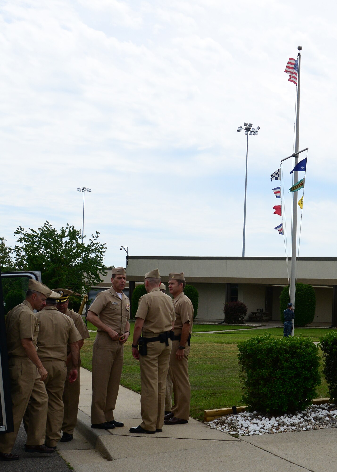 Commander, Navy Installations Command (CNIC) Vice Adm. Dixon Smith visits Joint Base Charleston - Naval Weapons Station, May 10, 2016. During the tour, Smith visited various facilities that support the Joint Base mission. (U.S. Navy Photo by Mass Communication Specialist 1st Class Sean M. Stafford/Released)