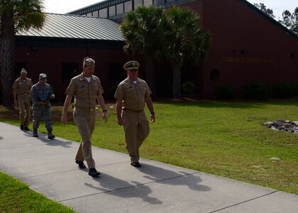 Commander, Navy Installations Command (CNIC) Vice Adm. Dixon Smith visits Joint Base Charleston - Naval Weapons Station, May 10, 2016. During the tour, Smith visited various facilities that support the Joint Base mission. (U.S. Navy Photo by Mass Communication Specialist 1st Class Sean M. Stafford/Released)