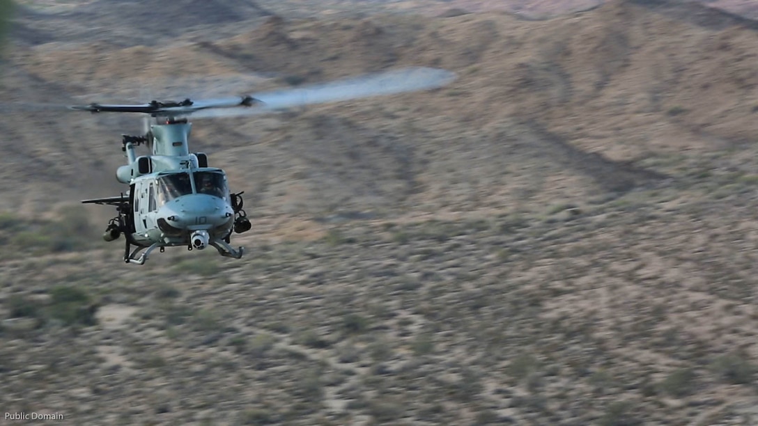 A UH-1Y Huey with Marine Aircraft Group 39 conducts close-air support during a MAGTF Integration Exercise in El Centro, Calif., April 28, 2016. As part of Marine Aircraft Group 39’s new integration effort, they conduct integration exercises quarterly that closely integrate ground and air assets allowing for a greater degree of symbiotic training. 