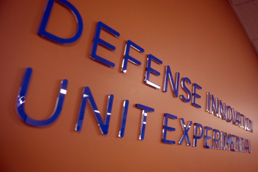 The name of Defense Innovation Unit Experimental, the innovation unit the Defense Department established last year, shows on a wall at its location in Mountain View, Calif., May 11, 2016. DoD photo by Air Force Senior Master Sgt. Adrian Cadiz