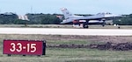 An F-16 Fighting Falcon from the Texas Air National Guard’s 149th Fighter Wing lands at the newly refurbished and recently reopened 11,550-foot runway at Joint Base San Antonio-Lackland’s Kelly Field Annex.