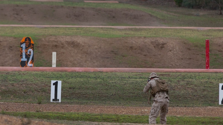 Sgt. Martin Lucero, a competitor with the Marine Corps Shooting Team, fires his M16A4 service rifle at moving targets at the moving target range at Puckapunyal in Victoria, Australia, May 2, 2016. The MCST joined 20 international teams to compete in the Australian Army Skill at Arms Meeting 2016. The competition tested military marksmen in their capabilities with their service specific weaponry in various scenarios. 