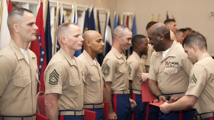 Top preforming Marines from throughout the Corps are awarded the Navy and Marine Corps Commendation Medal at the Commandant of the Marine Corps Combined Awards Ceremony, May 11, 2016 at Marine Corps Base Quantico, Virginia. The ceremony recognized top performing Marine recruiters, drill instructors, combat instructors, career planners, security guards and athletes. 