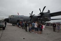 A WC-130 “Hurricane Hunter” is presented to a crowd at the 2016 Marine Corps Air Station Cherry Point Air Show – “Celebrating 75 Years” at MCAS Cherry Point, N.C., April 30, 2016. The WC-130 is a high-wing, medium-range aircraft used for weather reconnaissance missions by the United States Air Force. The aircraft is a modified version of the C-130 Hercules transport configured with specialized weather instrumentation used for penetration of tropical cyclones and winter storms to obtain data on movement, size and intensity.
This year’s air show celebrated MCAS Cherry Point and 2nd Marine Aircraft Wing’s 75th anniversaries and featured 40 static displays, 17 aerial performers and a concert.
#CPAirShow2016 #Marines
