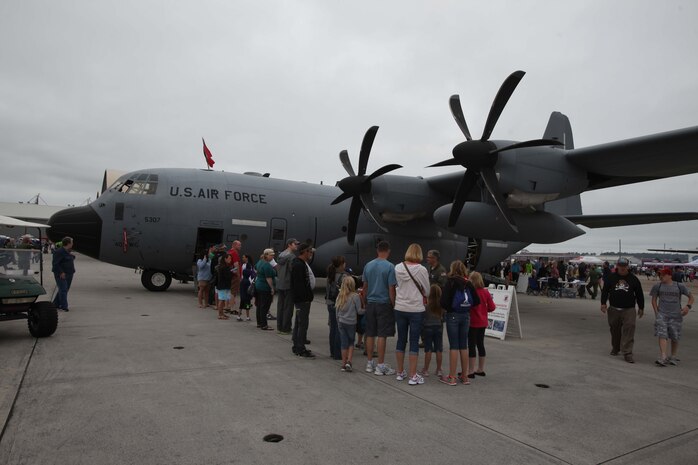 A WC-130 “Hurricane Hunter” is presented to a crowd at the 2016 Marine Corps Air Station Cherry Point Air Show – “Celebrating 75 Years” at MCAS Cherry Point, N.C., April 30, 2016. The WC-130 is a high-wing, medium-range aircraft used for weather reconnaissance missions by the United States Air Force. The aircraft is a modified version of the C-130 Hercules transport configured with specialized weather instrumentation used for penetration of tropical cyclones and winter storms to obtain data on movement, size and intensity.
This year’s air show celebrated MCAS Cherry Point and 2nd Marine Aircraft Wing’s 75th anniversaries and featured 40 static displays, 17 aerial performers and a concert.
#CPAirShow2016 #Marines
