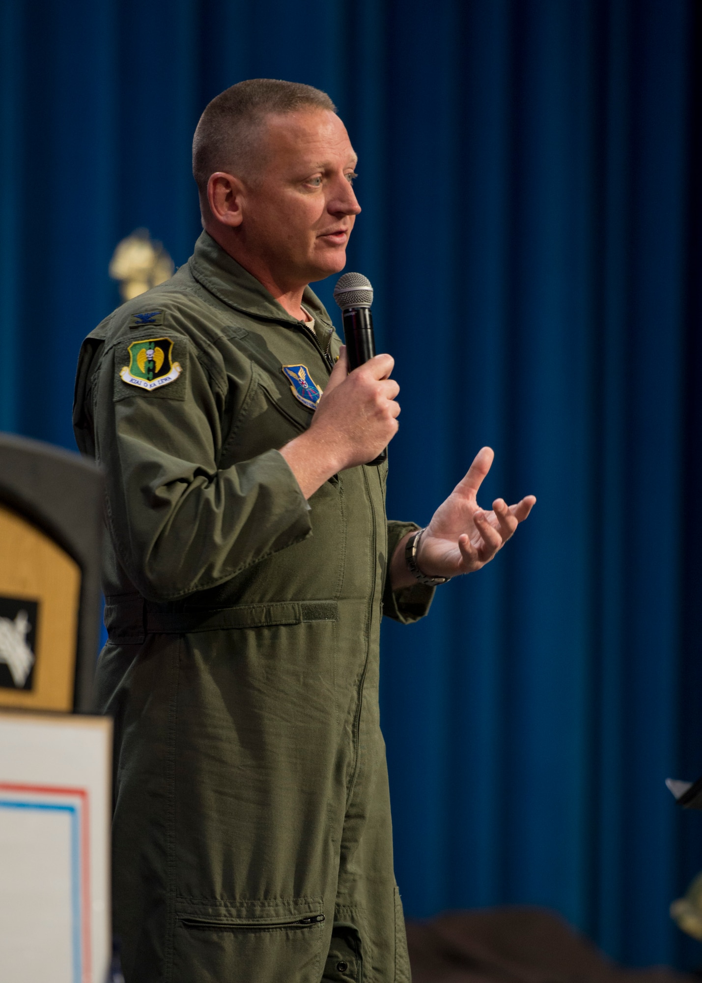 Team Minot Airmen volunteers supported the Senior Coalition’s Salute to Seniors event in Minot, N.D., May 10, 2016.  The event honored local veterans and included skits, music performances and speakers such as Col. Kieran Denehan, 5th Operations Group commander, who spoke about the base’s mission. (U.S. Air Force photo/Airman 1st Class J.T. Armstrong)
