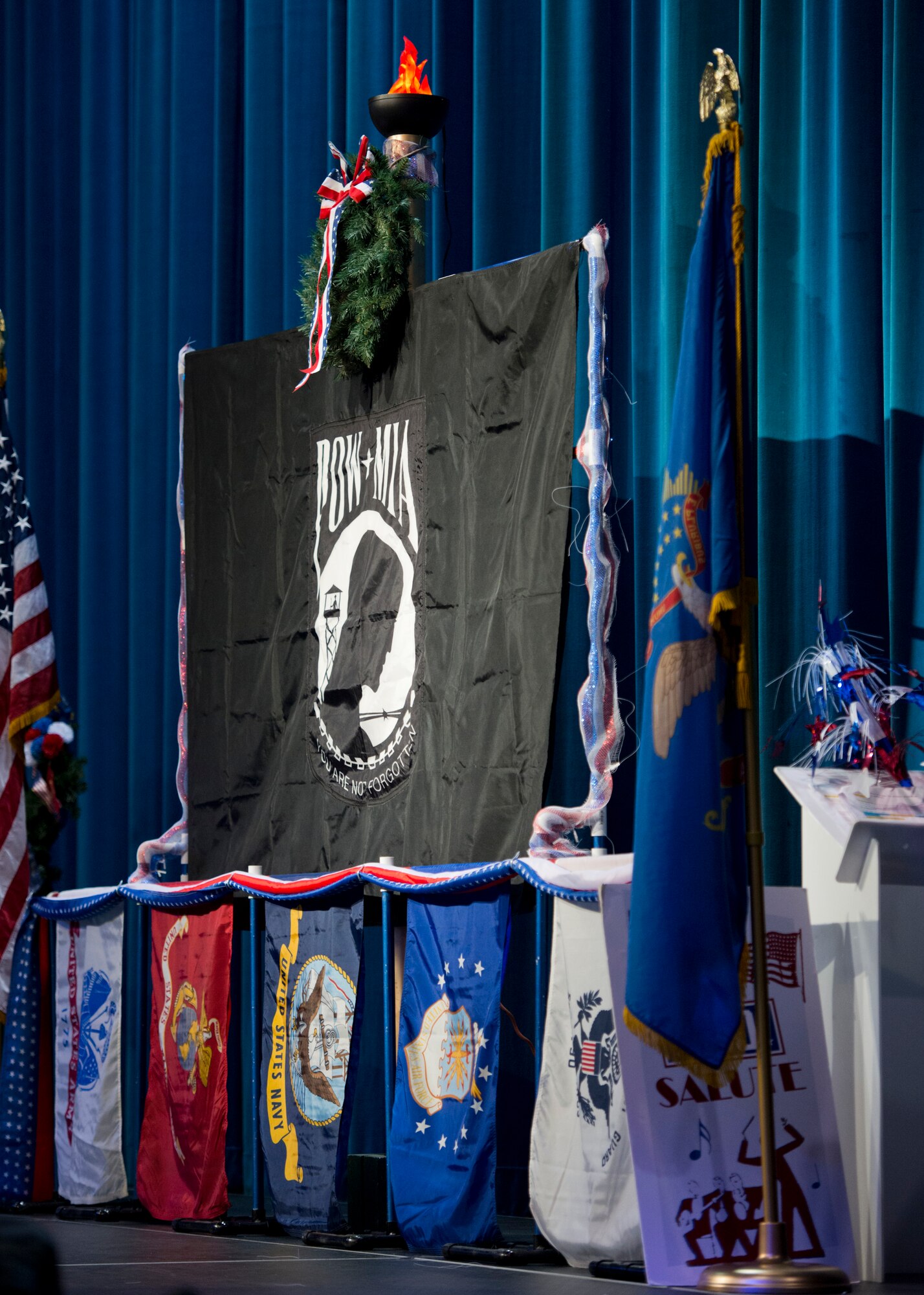 Team Minot Airmen volunteers supported the Senior Coalition’s Salute to Seniors event in Minot, N.D., May 10, 2016.  The event honored local veterans and included skits, music performances and speakers such as Col. Kieran Denehan, 5th Operations Group commander, who spoke about the base’s mission. (U.S. Air Force photo/Airman 1st Class J.T. Armstrong)