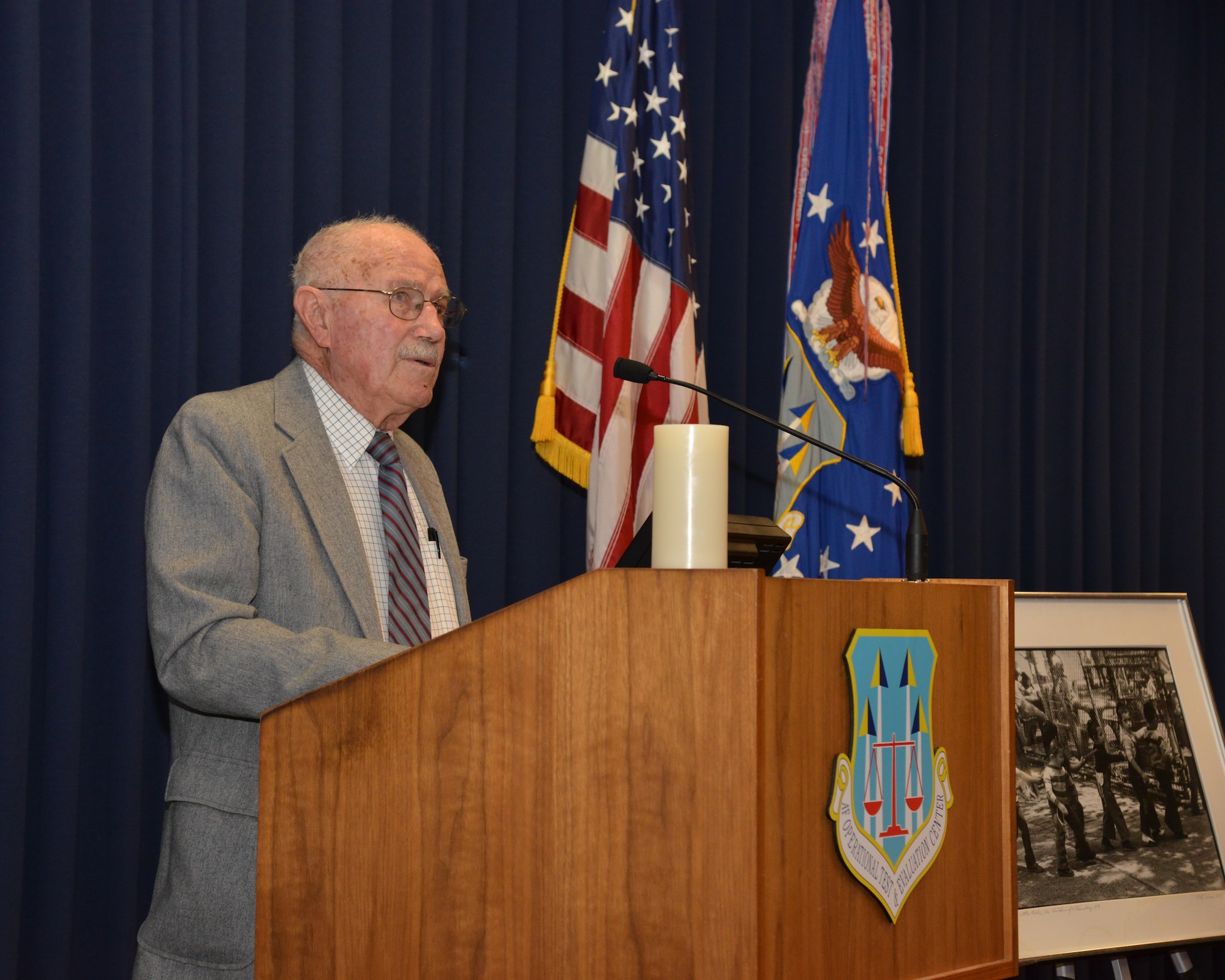 Roy Shaffer, a World War II veteran, spoke at the Holocaust Remembrance Ceremony May 4, sharing his experience of being posted at Flossenburg concentration camp as a 19-year-old soldier in 1945.