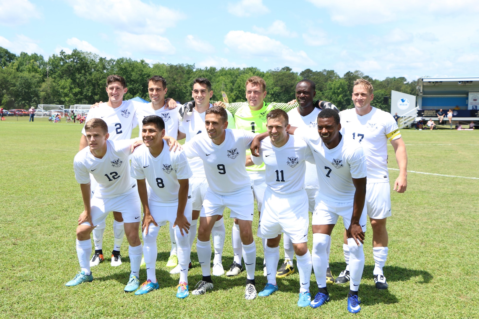 Fort Benning, Ga. - Navy getting ready for the championship match of the 2016 Armed Forces Men's Soccer Championship hosted at Fort Benning, Ga from 6-14 May 2016.  Air Force would win the Championship 3-2, with Navy taking silver.