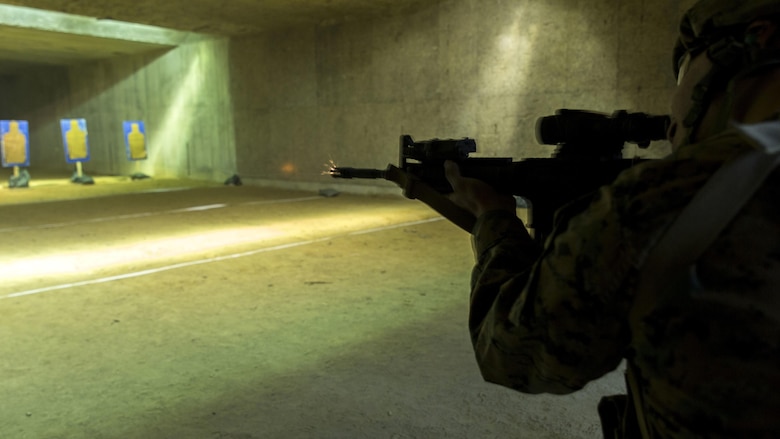 A Marine with Marine Wing Support Squadron 171 conducts table three rifle qualifications during exercise Thunder Horse 16.2 at the Japan Ground Self-Defense Force’s Haramura Maneuver Area in Hiroshima, Japan, May 12, 2016. The week-long exercise focused on reinforcing skills that Marines learned throughout their military occupational specialty schooling and during Marine Combat Training in order to maintain situational readiness.