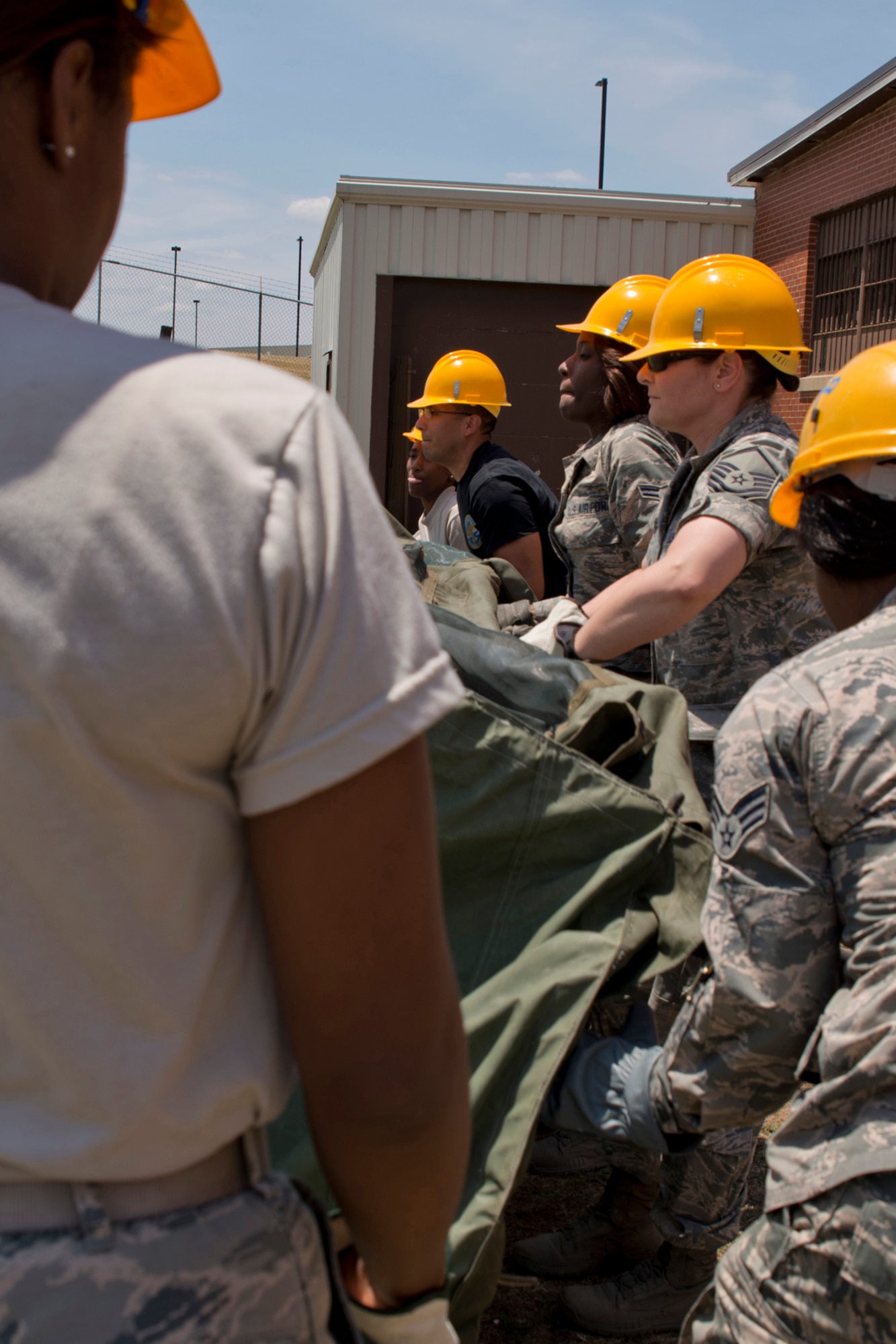 U.S. Air Force Reserve Airmen assigned to the 913th Force Support Squadron, participate in tent-building training during the 913th Airlift Group’s Unit Training Assembly weekend at Little Rock AFB, Ark., May 15, 2016. The hands-on training, which is required every 20 months, gives the Airmen experience with the equipment in the event they are deployed to a location with little or no support. (U.S. Air Force photo by Master Sgt. Jeff Walston/Released)    