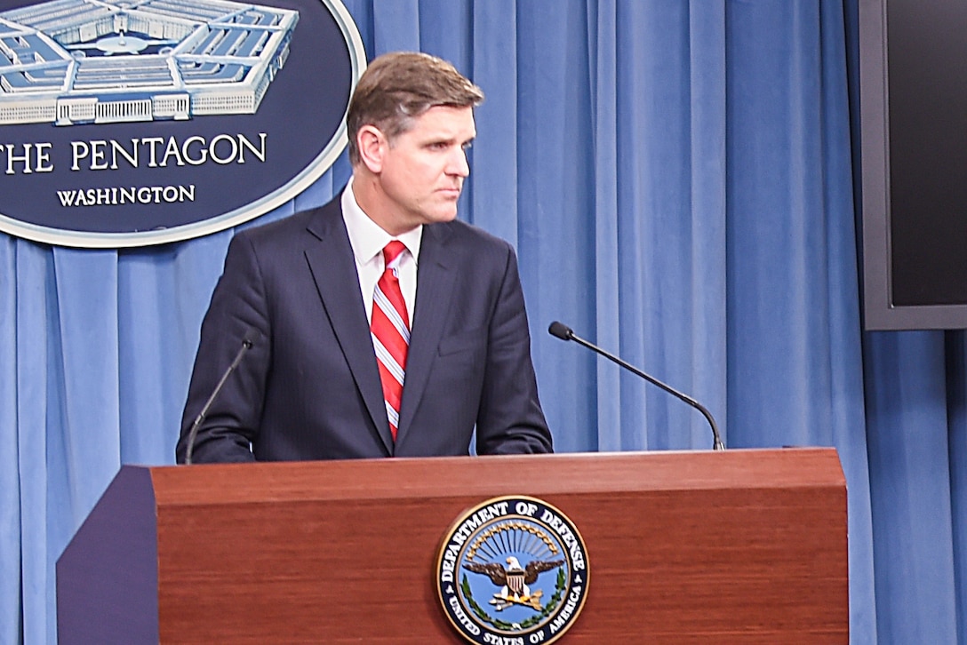 Pentagon Press Secretary Peter Cook briefs reporters on various topics during a news conference at the Pentagon, May 16, 2016. DoD photo by U.S. Army Sgt. 1st Class Clydell Kinchen
