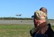 Urban Rahoi, a World War II veteran and Fairbanks, Alaska resident, watches takeoffs with U.S Air Force Col. Michael Winkler, the 354th Fighter Wing commander May 13, 2016, at Eielson Air Force Base, Alaska. Rahoi spent the morning reminiscing with Winkler about his time at the base decades ago and learning about the new aircraft and technology used today. (U.S. Air Force photo by Airman 1st Class Cassandra Whitman/Released)