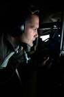 U.S. Air Force Senior Master Sgt. Doug Palmisano, KC-135 Stratotanker boom operator assigned to the 909th Air Refueling Squadron, Kadena Air Base, Japan, conducts refueling operations May 12, 2016, over the Joint Pacific Alaska Range Complex. Boom operators on a KC-135 have the ability to pump thousands of pounds of fuel to any capable aircraft, thousands of feet above the ground, flying at 200 knots (230 miles per hour), all while only 47 feet from the receiving aircraft. (U.S. Air Force photo by Tech. Sgt. Steven R. Doty)