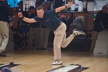 U.S. Air Force Master Sgt. Joshua Chambliss,19th Security Forces Squadron first sergeant, Little Rock Air Force Base, Ark., warms up during the 2016 Armed Forces Bowling Championship at Travis Air Force Base, Calif., May 9, 2016. The weeklong event showcased the military services’ best bowlers who competed for male, female and team championship titles. (U.S. Air Force Photo by Louis Briscese/Released)