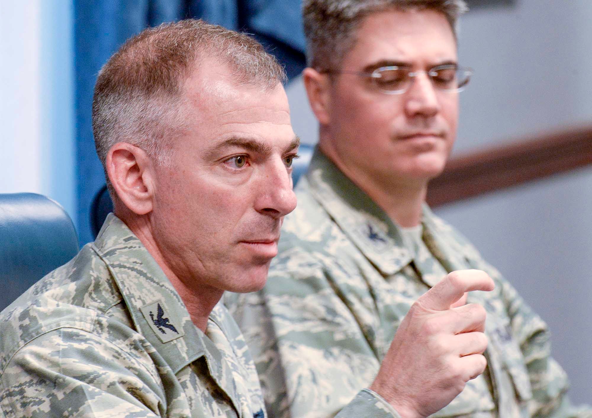 Col. Jack Sine, the military assistant to the assistant secretary of defense, speaks to a group of writers from various publications about the importance of airpower during the Air Force's second annual Magazine Day at the Pentagon in Washington, D.C., May 13, 2016. (U.S. Air Force photo/Andy Morataya)

