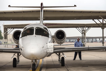 Maj. Ryan Scott, 99th Flying Training Squadron “A” flight commander and T-1A Jayhawk instructor pilot, and 2nd Lt. Aimee St. Cyr, 99th FTS instructor pilot trainee, prepare to taxi on to the runway at Joint Base San Antonio-Randolph May 16, 2016. The 99th FTS originated in 1941 as the 99th Pursuit Squadron, which was formed during World War II as the first flying unit for African Americans. 