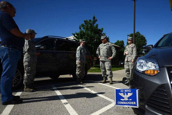 Col. Matthew Benivegna, 22nd Mission Support Group commander, talks about the importance of finding areas money can be saved, May 10, 2016, at McConnell Air Force Base, Kan. Air Staff, Air Force Logistics Headquarters, has been pushing for initiatives to help the Air Force save money. (U.S. Air Force photo/Airman 1st Class Christopher Thornbury)