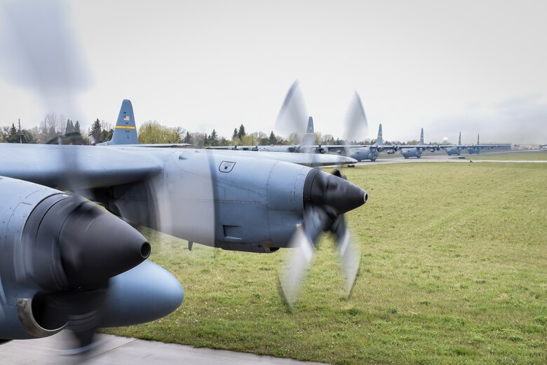 Wyoming Air National Guard launches eight C130H aircraft for historic