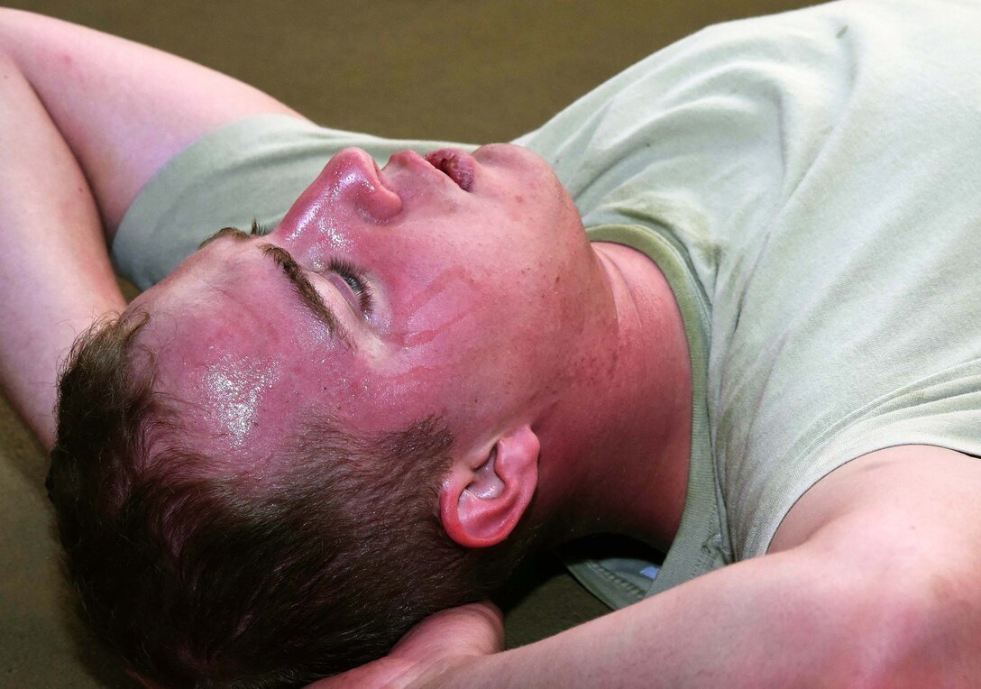 Senior Airman Joseph Andersen, 741st Missile Security Forces Squadron tries out for the base’s Tactical Response Force team May 12, 2016, at Malmstrom Air Force Base, Mont. Every quarter, security forces Airmen are given the chance to try out by completing a combat physical training test and an interview to be considered to be part of the elite nuclear missile deterrent force protection team. (U.S. Air Force photo/Senior Airman Jaeda Tookes)