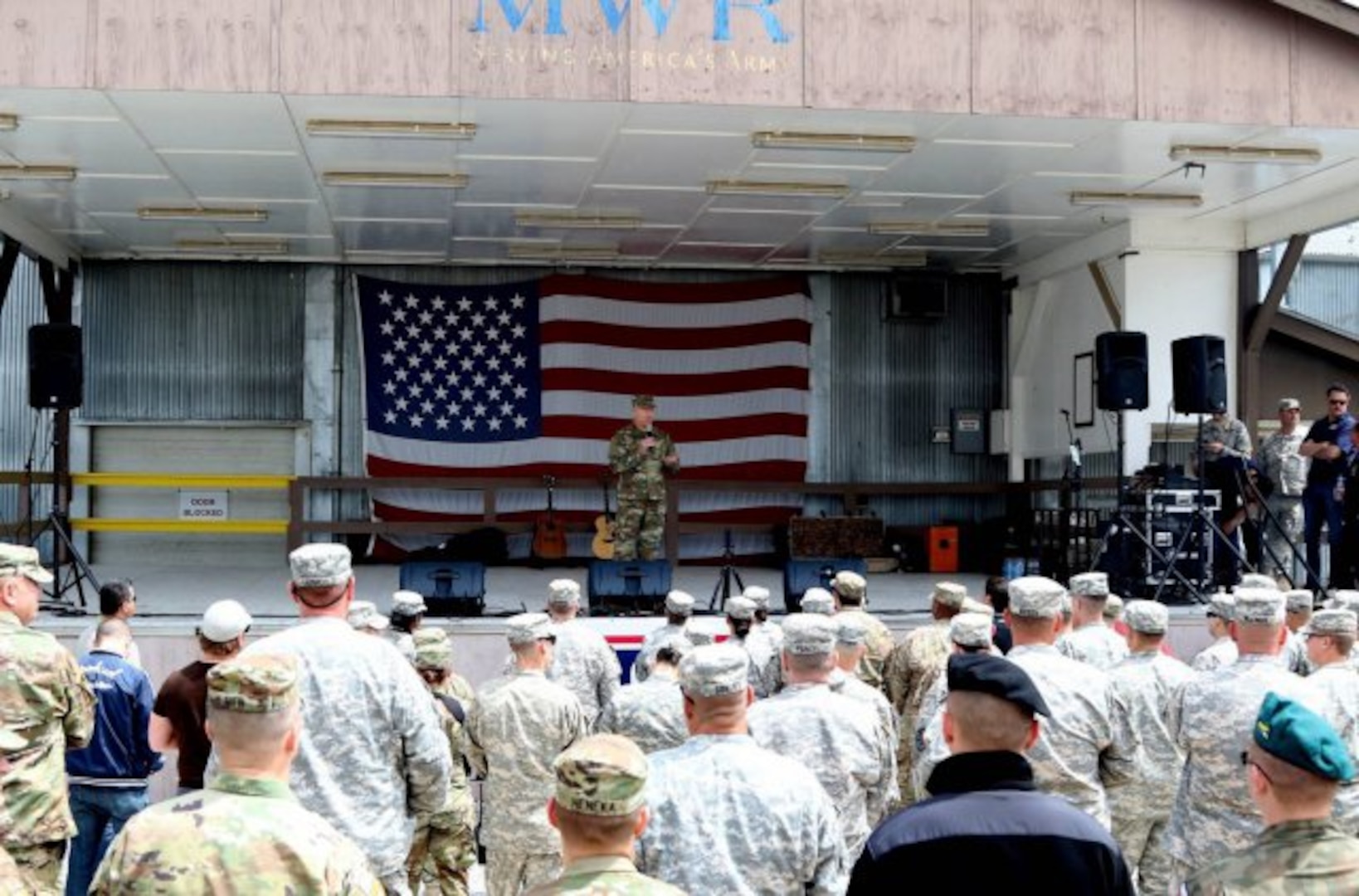 Gen. Frank J. Grass, 27th Chief of the National Guard Bureau, visited Soldiers at Camp Bondsteel, Kosovo, with the USO May 17, 2016. The USO's May Madness Variety Tour included celebrities: Tim Kennedy, Matthew Lillard, Jerrod Niemann, Robert Patrick and Sam Perkins.