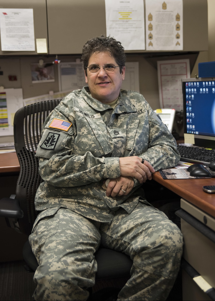 Staff Sgt. Loriann DeMelis, an inpatient squad leader at Naval Support Activity Bethesda, Md., finds inspiration in her work with wounded service members. Navy photo by Seaman William Phillips