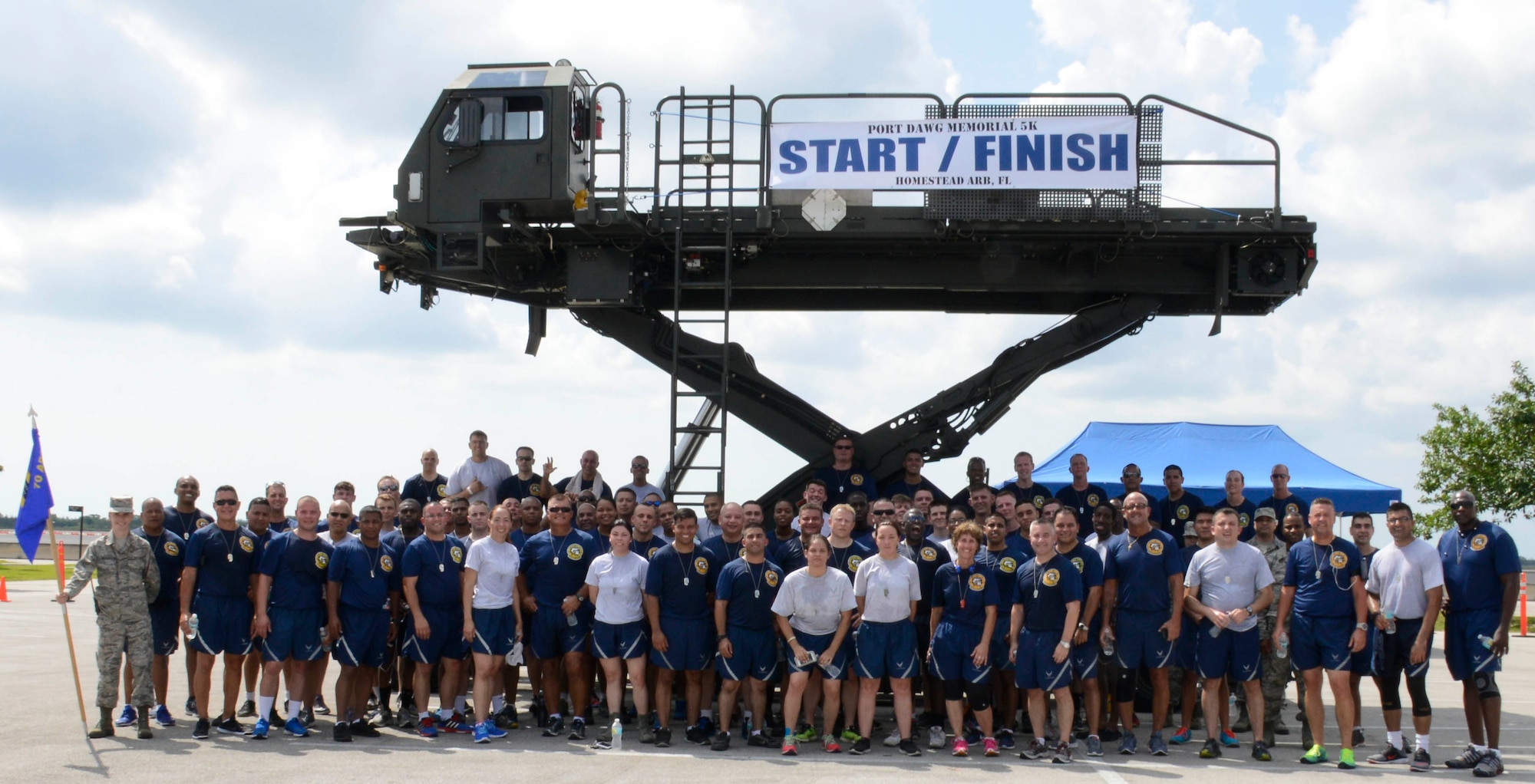 The 70th Aerial Port Squadron participated in the 3rd annual Port Dawg Memorial 5K run at Homestead Air Reserve Base, Florida May 14. Each year members of the AP community unite to honor fallen Aerial Port members in a 3.1-mile run. (U.S. Air Force photo/Senior Airman Aja Heiden)