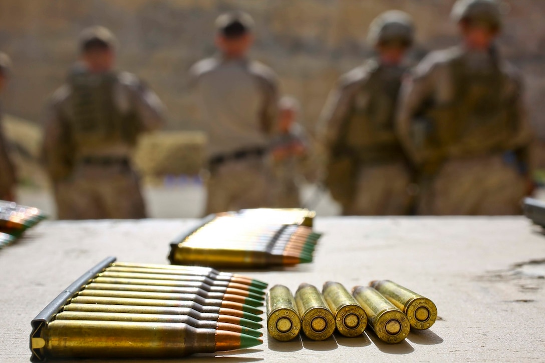 U.S. Marines with 2nd Battalion, 7th Marine Regiment, Special Purpose Marine Air Ground Task Force Crisis Response Central Command 16.2, prepare to participate in a live fire range during Exercise Eager Lion 16 at King Abdullah II Special Operations Training Center, Kingdom of Jordan on May 17, 2016. Eager Lion 16 is a US military bi-lateral exercise with the Hashemite Kingdom of Jordan designed to strengthen relationships and interoperability between partner nations. (U.S. Marine Corps photo by Cpl. Lauren Falk 5th MEB COMCAM/Released)