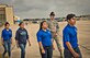 Tech. Sgt. Robert Hemingway, a 433rd Training Squadron military training instructor, yells out commands to Junior ROTC students from John Jay High School May 12, 2016 at Joint Base San Antonio-Lackland, Texas. The students toured the survival, engine, and structural engineering shops at the 433rd Airlift Wing and also saw a Military Working Dog demonstration at the 341st Training Squadron. (U.S. Air Force photo by Benjamin Faske) (released)