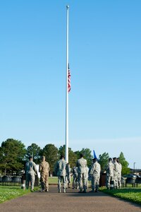 U.S. Service members participate in a National Police Week opening ceremony at Langley Air Force Base, Va., May 16, 2016.  The opening ceremony kicked off the official celebration of Police week across Joint Base Langley-Eustis. (U.S. Air Force photo by Staff Sgt. R. Alex Durbin)