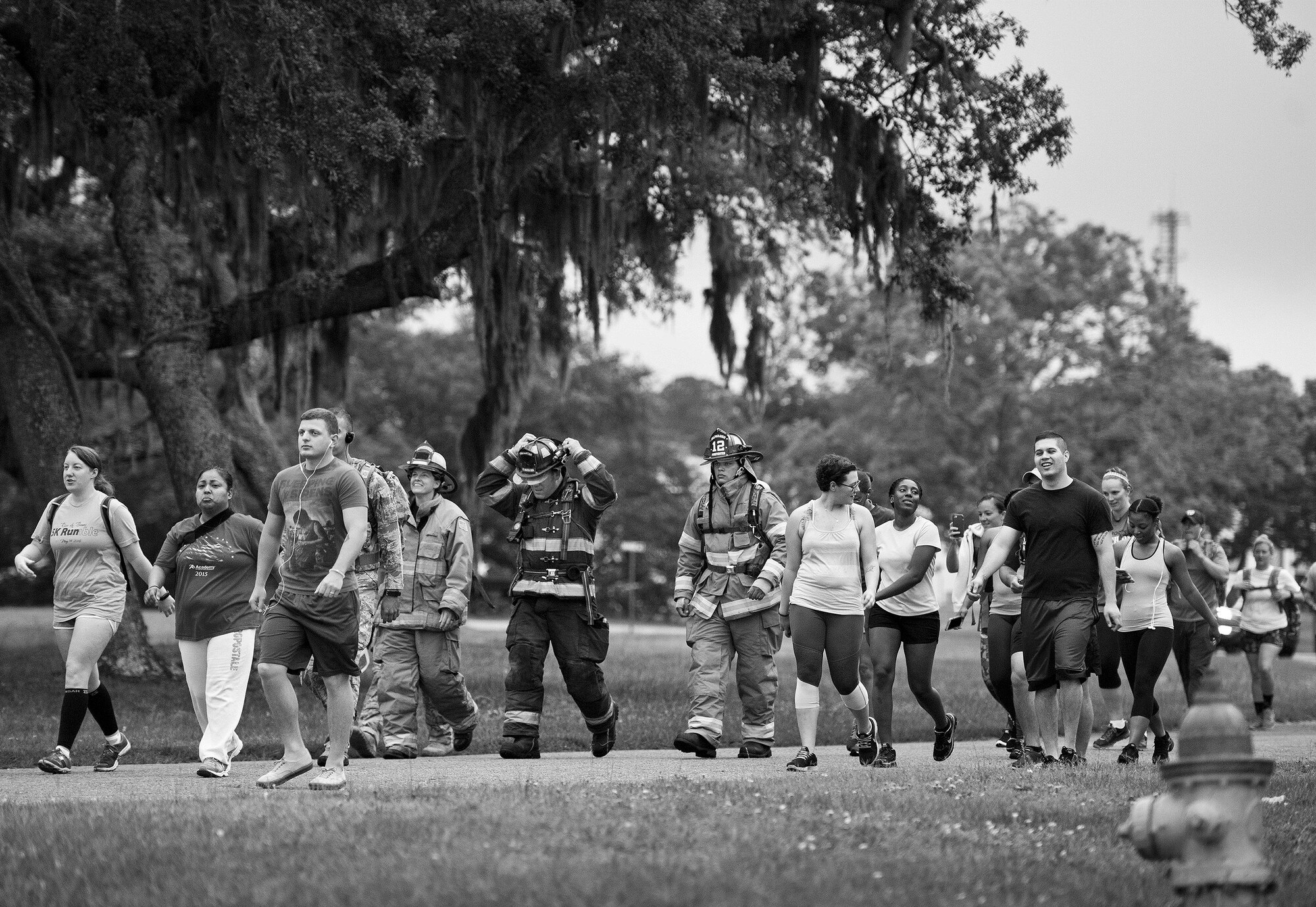 Geared up firefighters show their support during the National Police Week 5k May 18 at Eglin Air Force Base, Fla.  (U.S. Air Force photo/Samuel King Jr.)