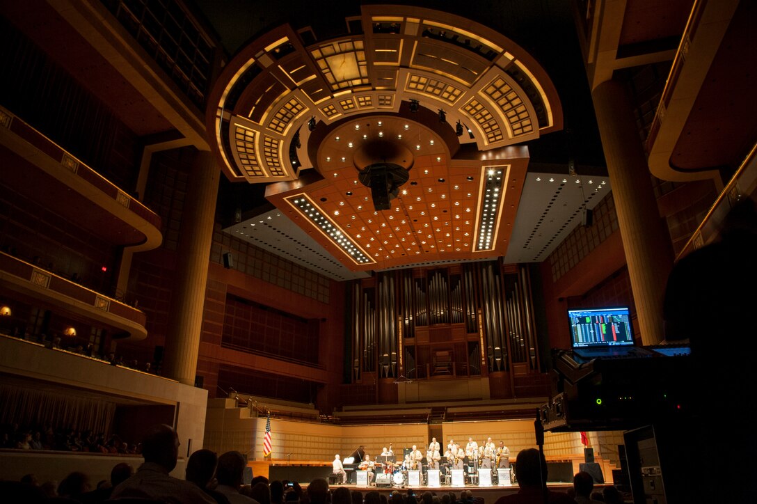 The Airmen of Note, the Air Force’s premiere jazz ensemble, performs for nearly 1,200 veterans from WW II, Korea and Vietnam at the Meyerson Symphony Center in Dallas, Texas. The vets were part of an Honor Flight. “It’s an honor,” said Chief Master Sgt. Tim Leahey, the flight chief for the Airmen of Note. “You can see them reliving memories through the music that we are playing.”