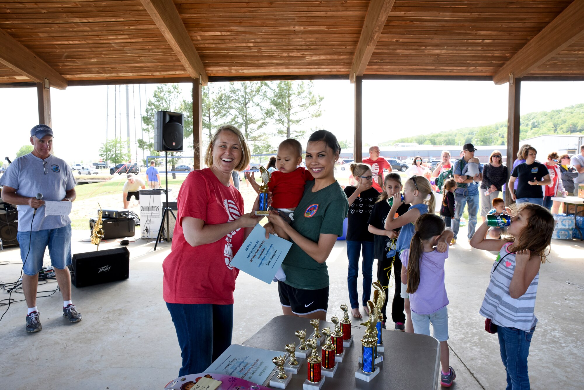 188th Wing unit members and their families celebrated Family Day May 14, 2016 at Ebbing Air National Guard Base, Ark. The day’s activities included a 5k Hawg Jawg fun run, youth fishing tournament, barbecue and live music. This annual event is designed to show appreciation to 188th Wing families for their support of the unit and its mission. (U.S. Air National Guard photo by Capt. Holli Nelson/Released)