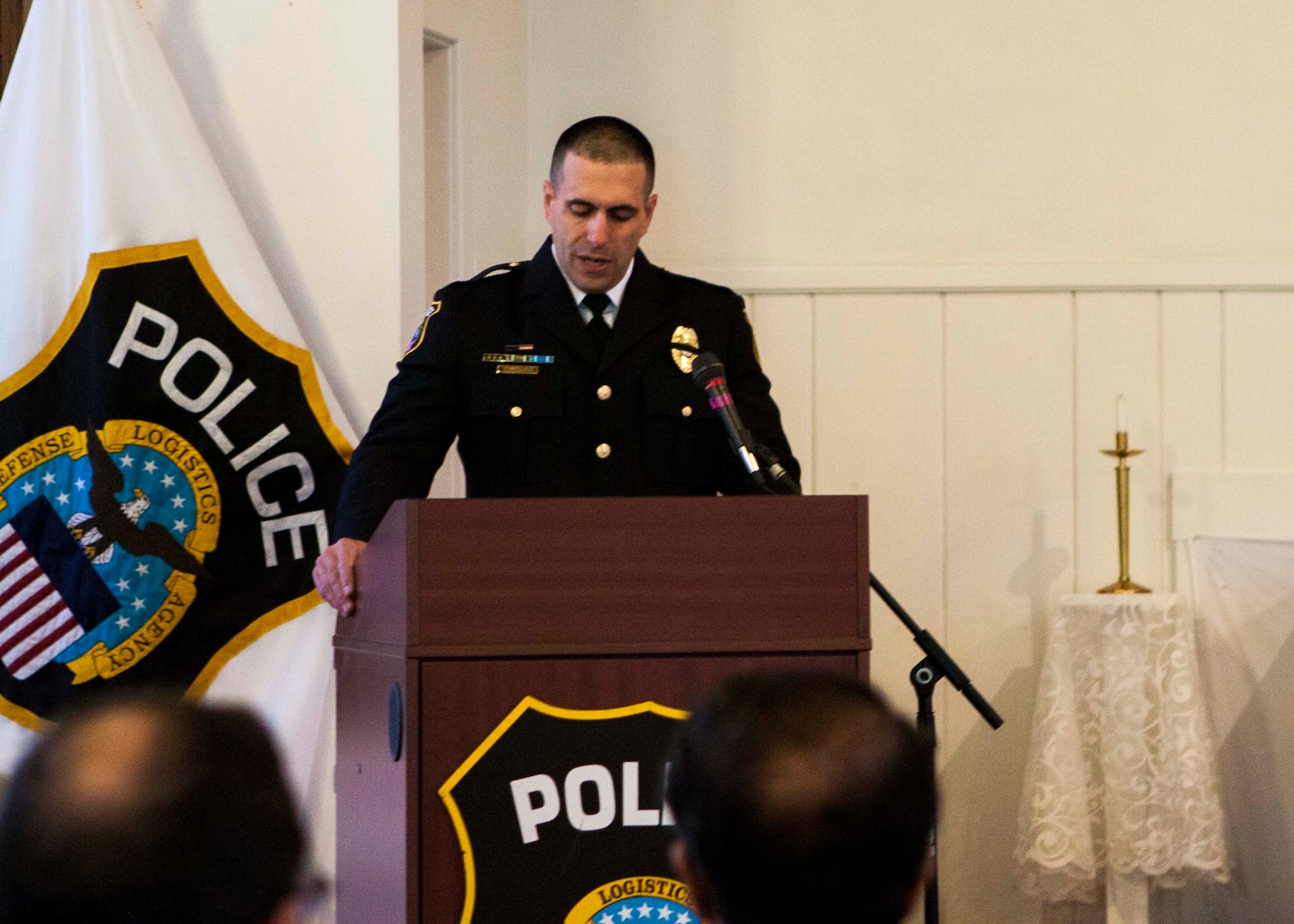 Distribution police chief Douglas Schraeder thanked everyone who gathered to show their respect for the men and women who have died in the line of duty nationwide at the National Police Week wreath laying ceremony on May 18.