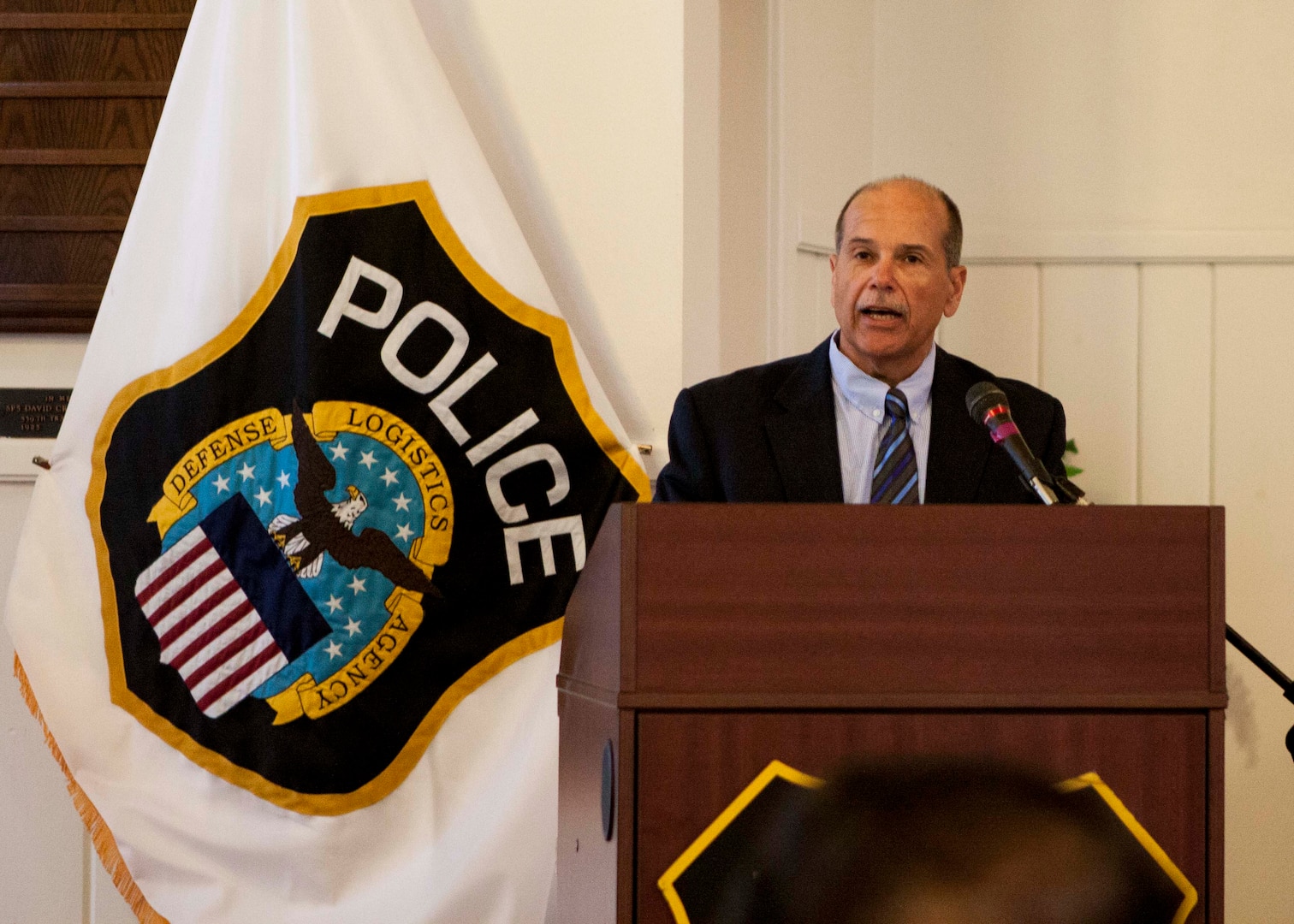 Thomas Grohol, director of the Bureau of Law Enforcement for the Pennsylvania Game Commission speaks during the National Police Week wreath laying ceremony on May 18.