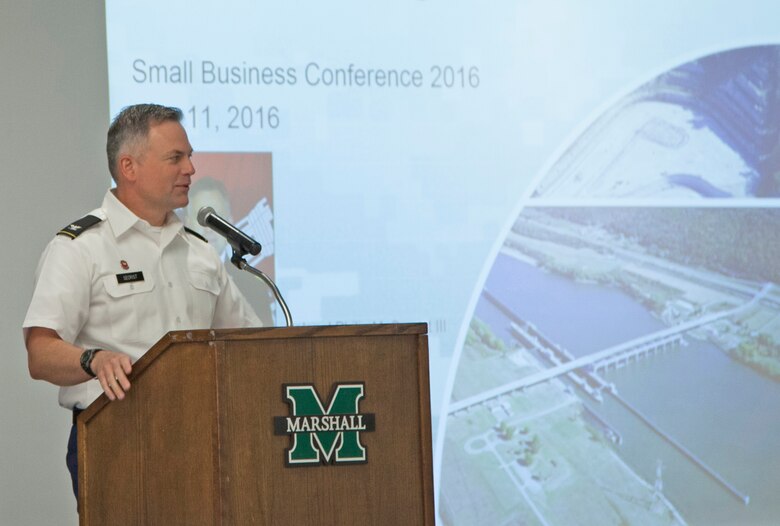 Huntington District Commander Col. Philip Secrist and twenty of his staff members and subject-matter-experts participated in the annual Small Business Conference that wrapped up May 11, 2016, at Marshall University’s Memorial Student Center in Huntington, W.Va.