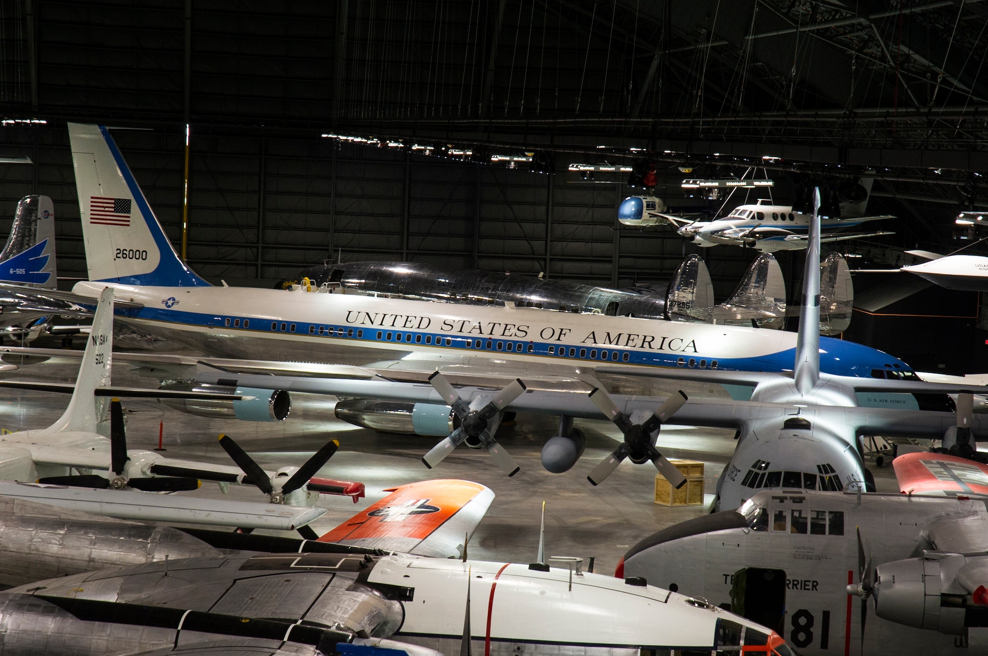 DAYTON, Ohio (05/2016) -- An overhead view of the Presidential and Global Reach Galleries at the National Museum of the United States Air Force. The fourth building includes more than 70 aircraft in four new galleries -- Presidential, Research & Development, Space and Global Reach.   (U.S. Air Force photo by Ken LaRock)  