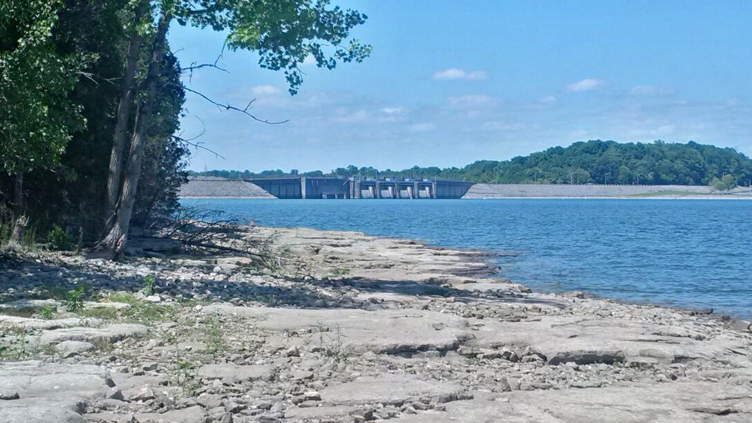 This is the shoreline at J. Percy Priest Lake and Dam.  The lake level is approximately three feet below the top of summer pool.  Without significant rainfall the lake may not reach its typical summer elevation of 490 feet above mean sea level.  The public is cautioned to be cautious when recreating at J. Percy Priest Lake.  Lower water levels make navigation more hazardous in more shallow areas where rocks or snags could be closer to the surface.