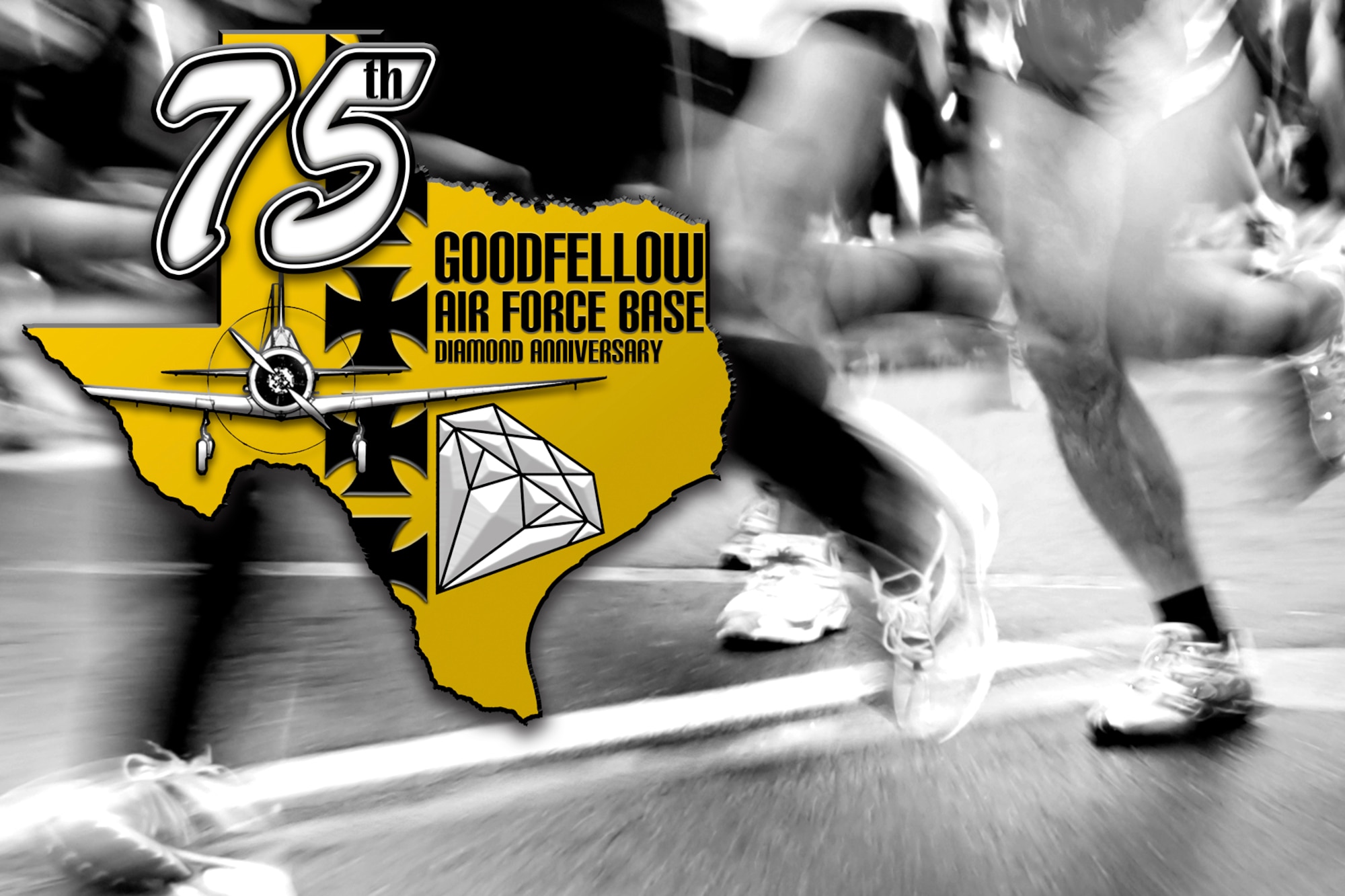 Goodfellow Air Force Base will host a 7.5K run to commemorate the birth week of 1st Lt. John J. Goodfellow May 21. Lt. Goodfellow commissioned during World War I as a pilot and served with the 24th Aero Squadron, 1st Army Observation group in France. (U.S. Air Force graphic by Airman 1st Class Caelynn Ferguson/Released)
