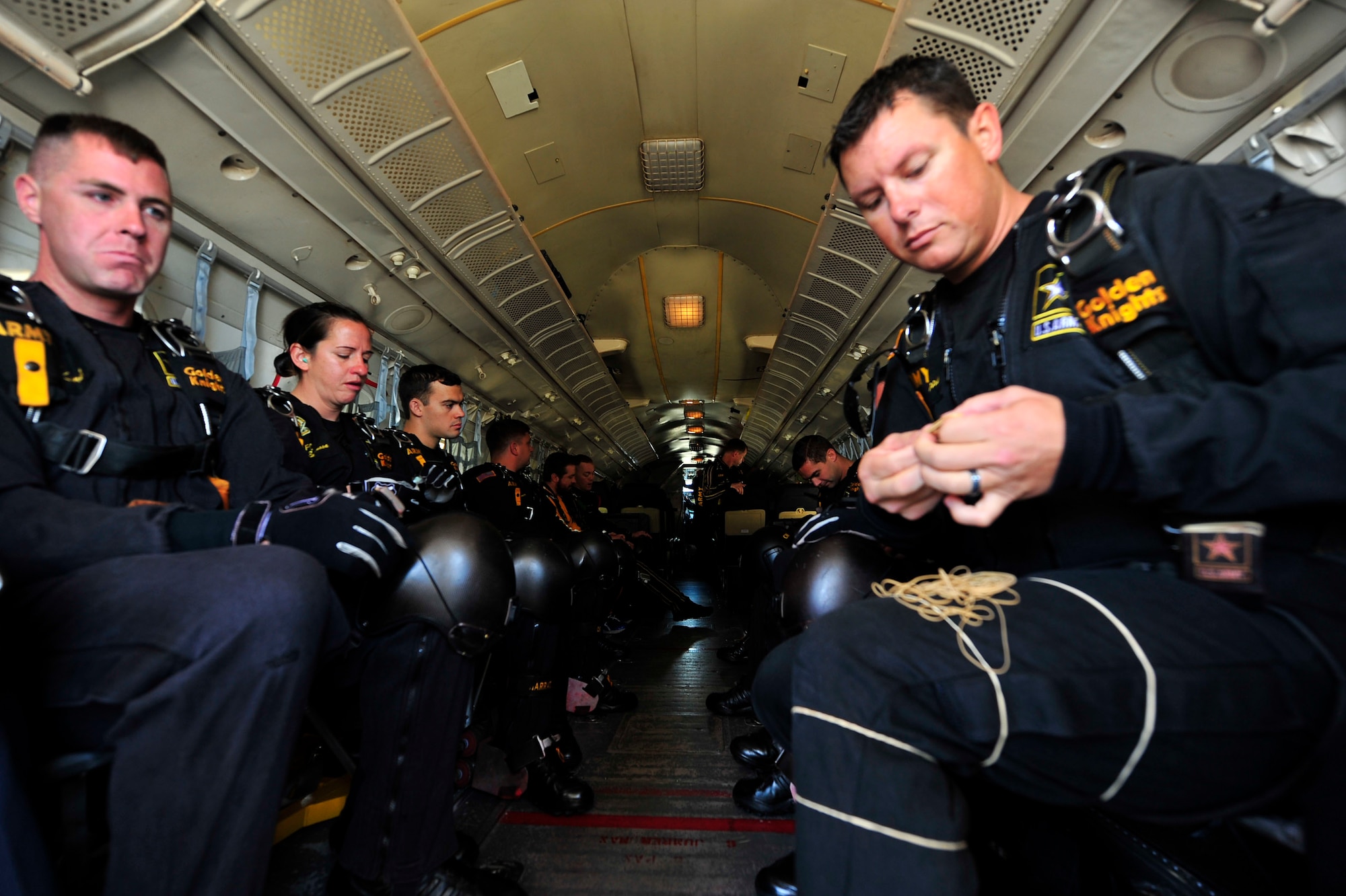 The U.S. Army Golden Knights prepare to ope up the Power in the Pines Open House and Air Show at Joint Base McGuire-Dix-Lakehursst, N.J. May 14. As the nation’s only tri-service joint base, JB MDL’s Power in the Pines Open House and Air Show boasts  demonstrations from each branch of the armed forces. (U.S. Air Force photo by Senior Airman Joshua King)