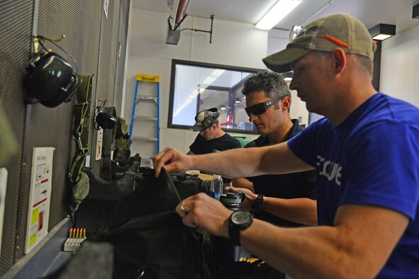 Members of local law enforcement participate in a shooting competition May 18, 2016, at Malmstrom Air Force Base, Mont. Nearly 40 Airmen and local police competed in honor of National Police Week. (U.S. Air Force photo/Airman Daniel Brosam) 