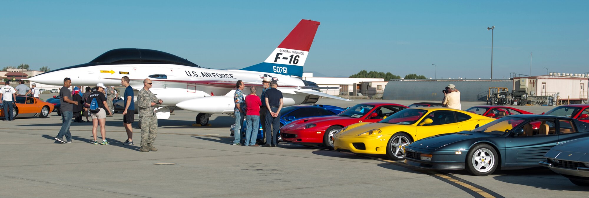 Exotic cars presented by the Ferrari Club of America’s Southwest Region, along with exotic aircraft presented by the 412th Test Wing, were added attractions during the second annual Run with History here Saturday. (U.S. Air Force photo by Ethan Wagner.)